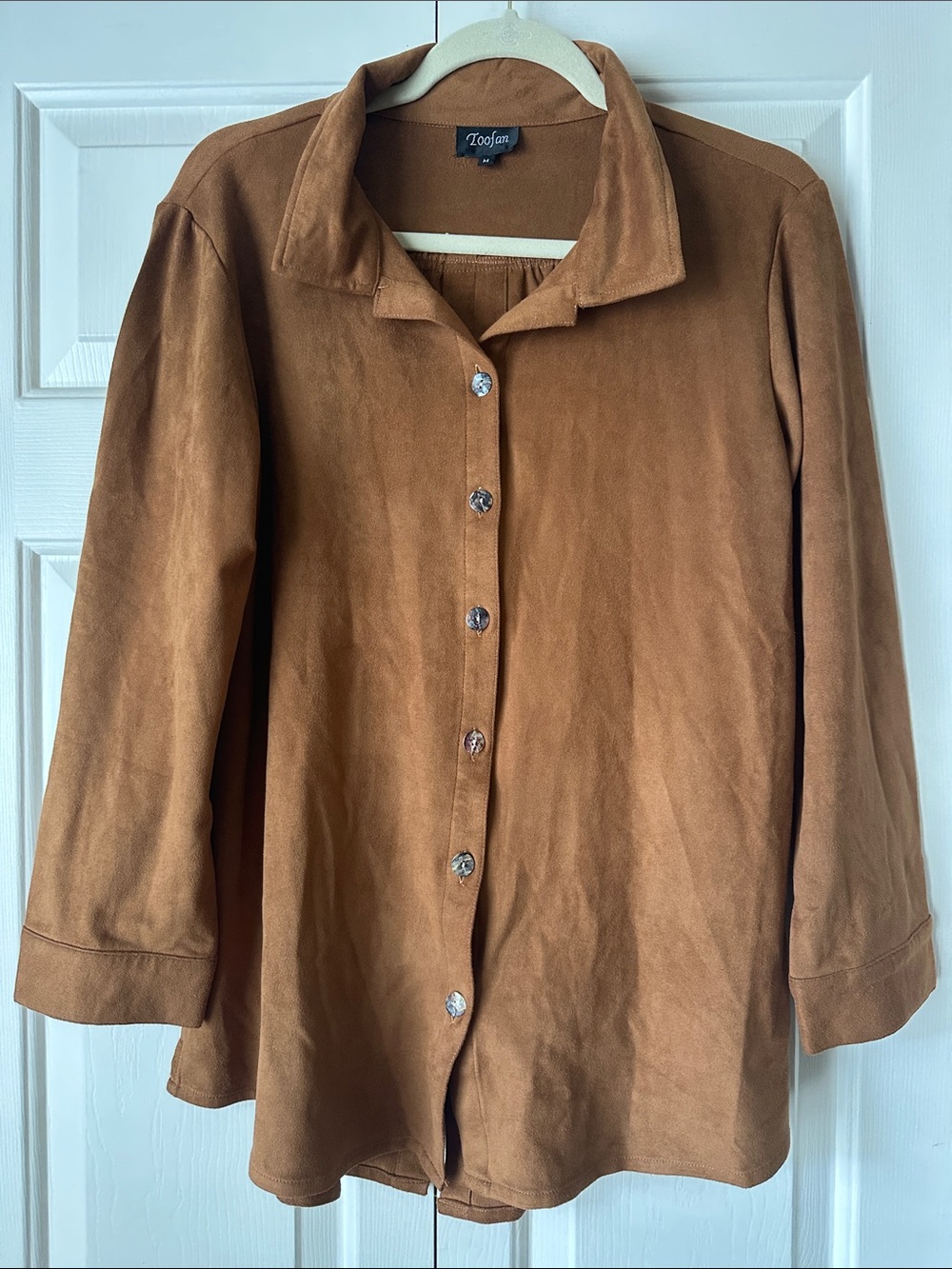 Toofan Suede-Look Button Front — Chestnut Brown